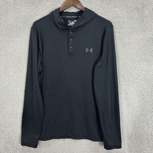 Under armour shirt mens large black hoodie long sleeve gym loose fit gym cold